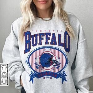 Buffalo Bills Football Sweatshirt, Josh Allen Shirt Retro Crewneck Sweatshirt Te